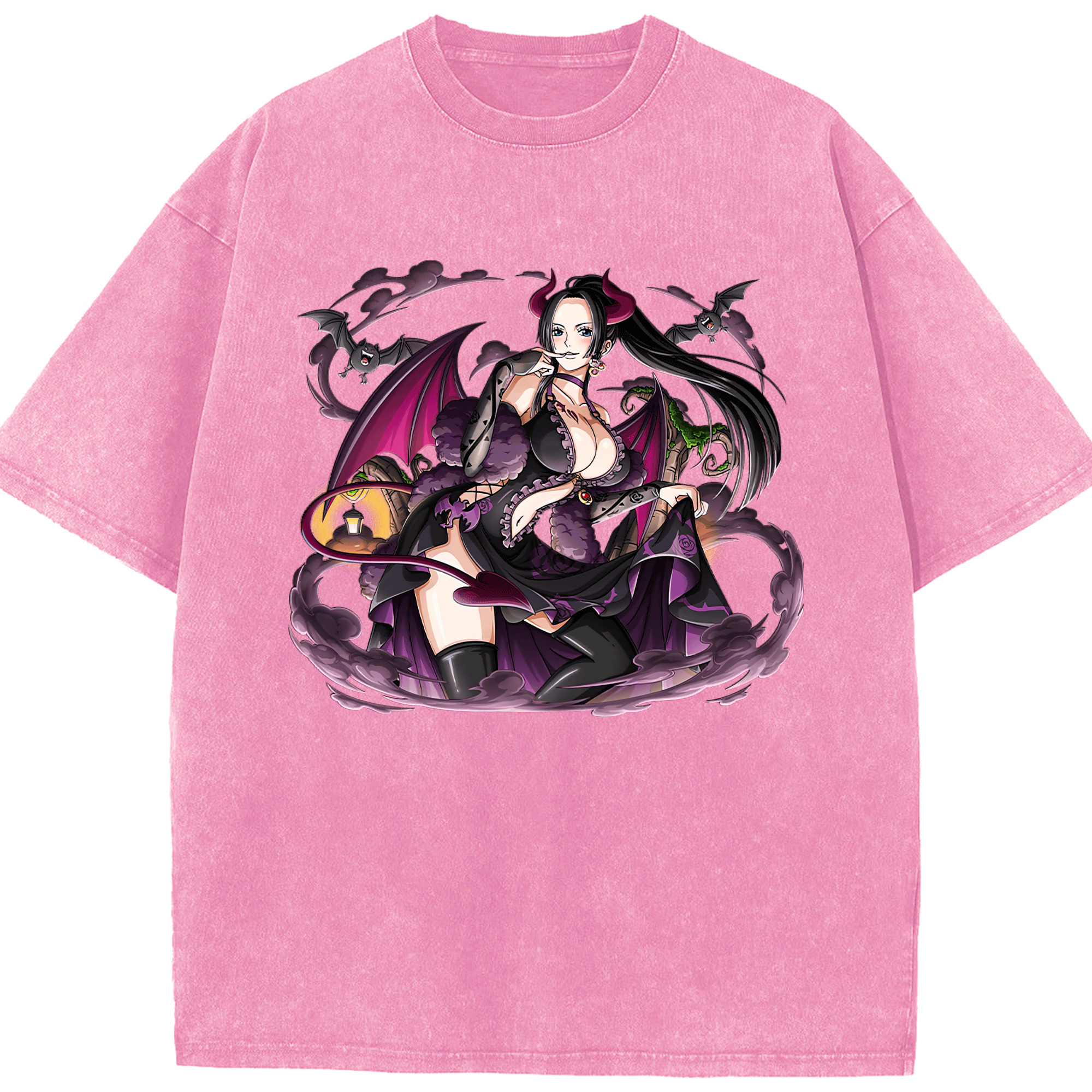 ワンピース ボア・ハンコック ONE PIECE Boa·Hancock 綿100% ヴィンテージ風 半袖Tシャツ（フロントプリント）